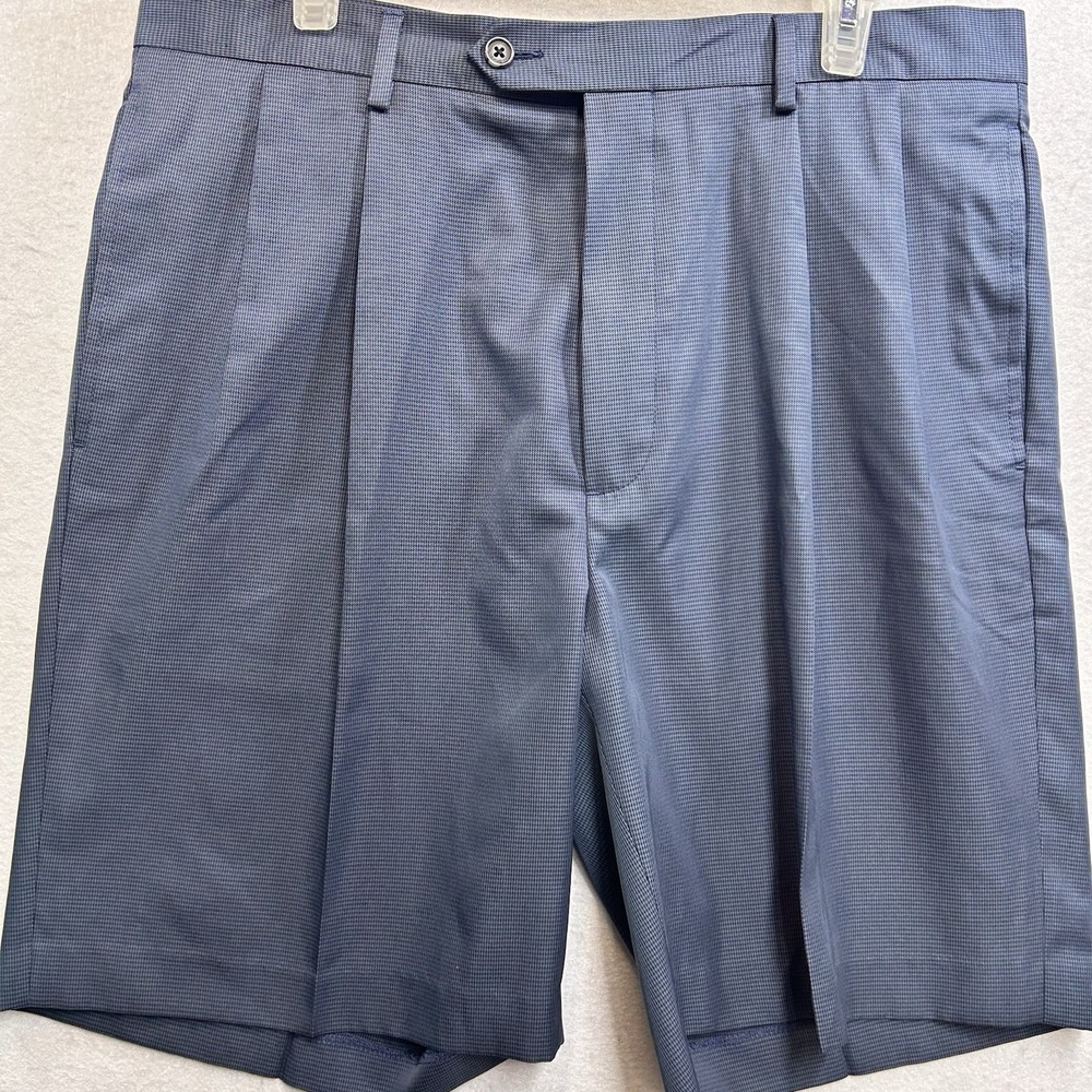 Daniel Cremieux Shorts Golf Pleated Blue Houndstooth 36